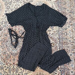 Paige Printed Jumpsuit with Waist Tie